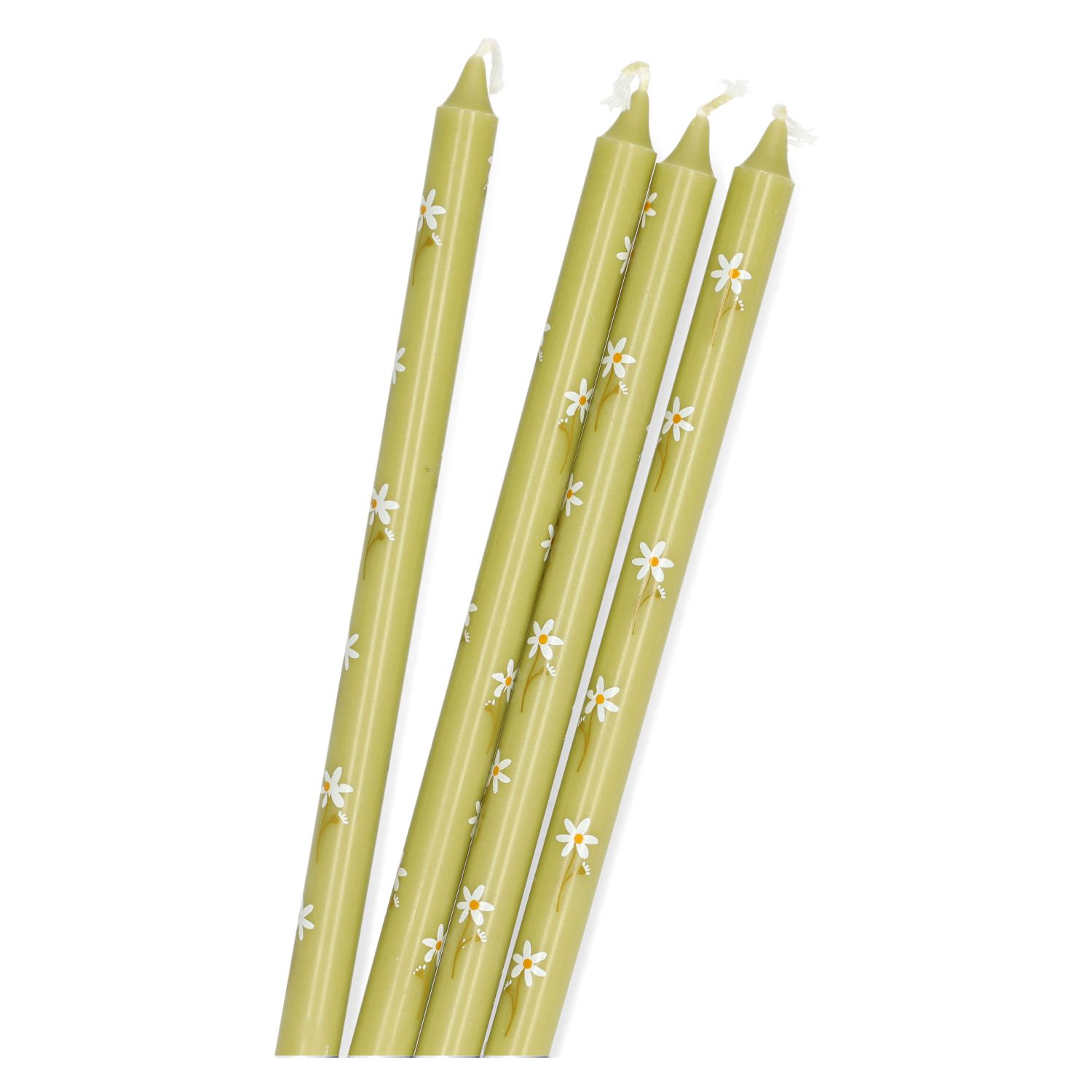 Dunne kaarsen met bloemen, 4 stuks, 20 cm