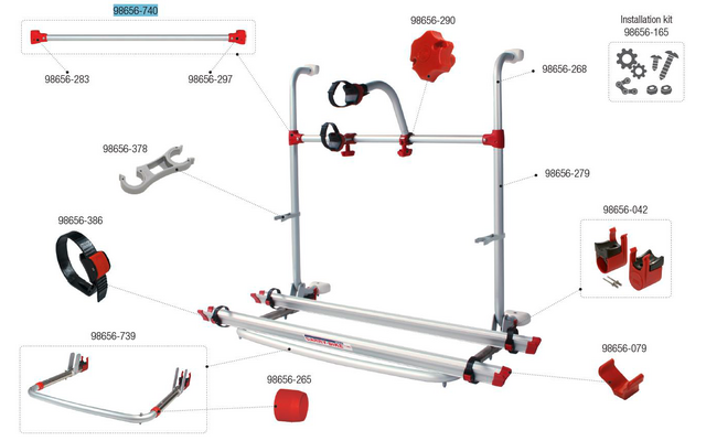Fiamma Aufstützrohr Kit passend für Carry Bike Pro Autotrail - Fiamma Ersatzteilnummer 98656-740