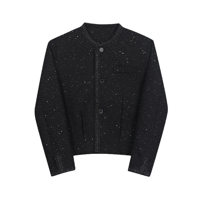 Adotuastic - Tweed jasje met ronde hals en knopen