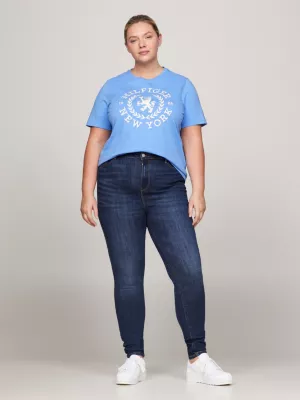 Camiseta Curve com gola redonda e bordado de brasão