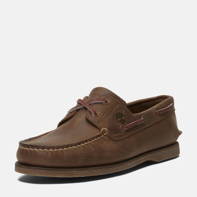 Scarpa da Barca in Pelle Classic da Uomo in                marrone scuro