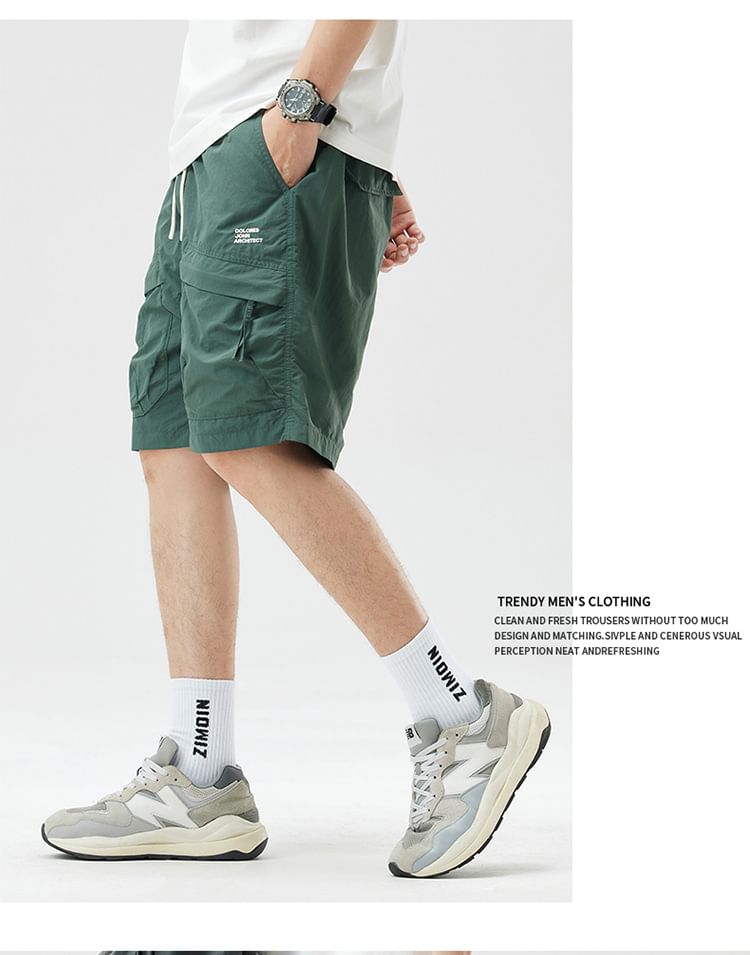 Nataro - Cargoshorts met middelhoge taille en geborduurde letters