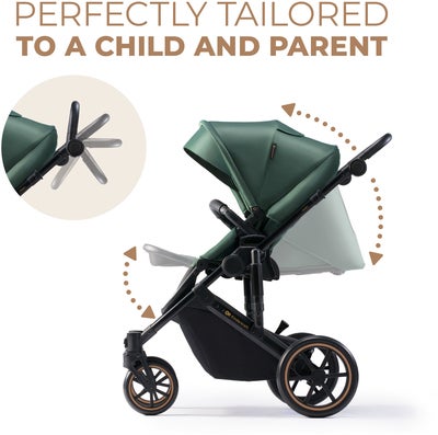 Kinderkraft PRIME 2 3-in-1 Duovogn Travelsystem inkl. Mink Pro, Dark Green