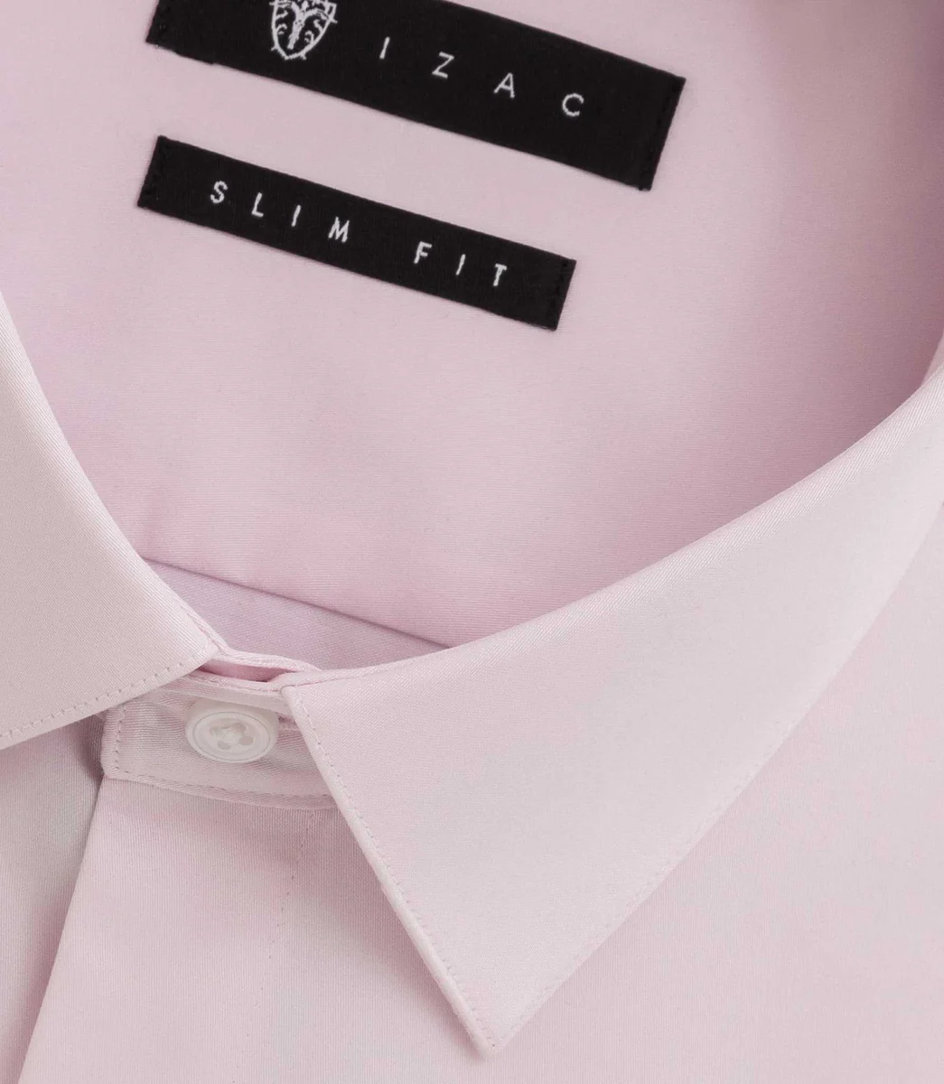 Chemise slim en satin coton rose SATINSLIM