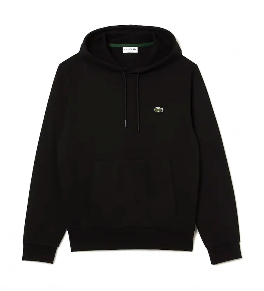 Moletom com capuz Lacoste em algodão orgânico, preto