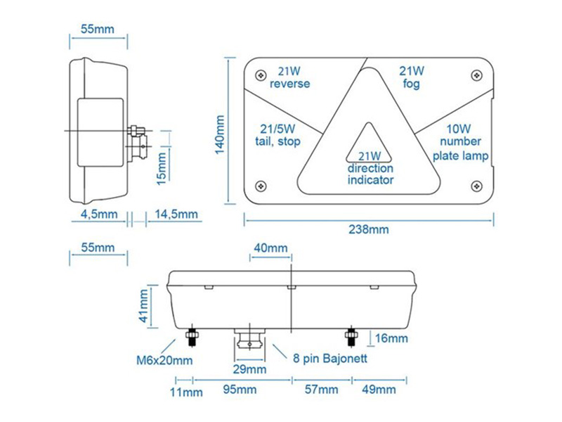 Aspöck Multipoint V rechts achterlicht - 6 functies