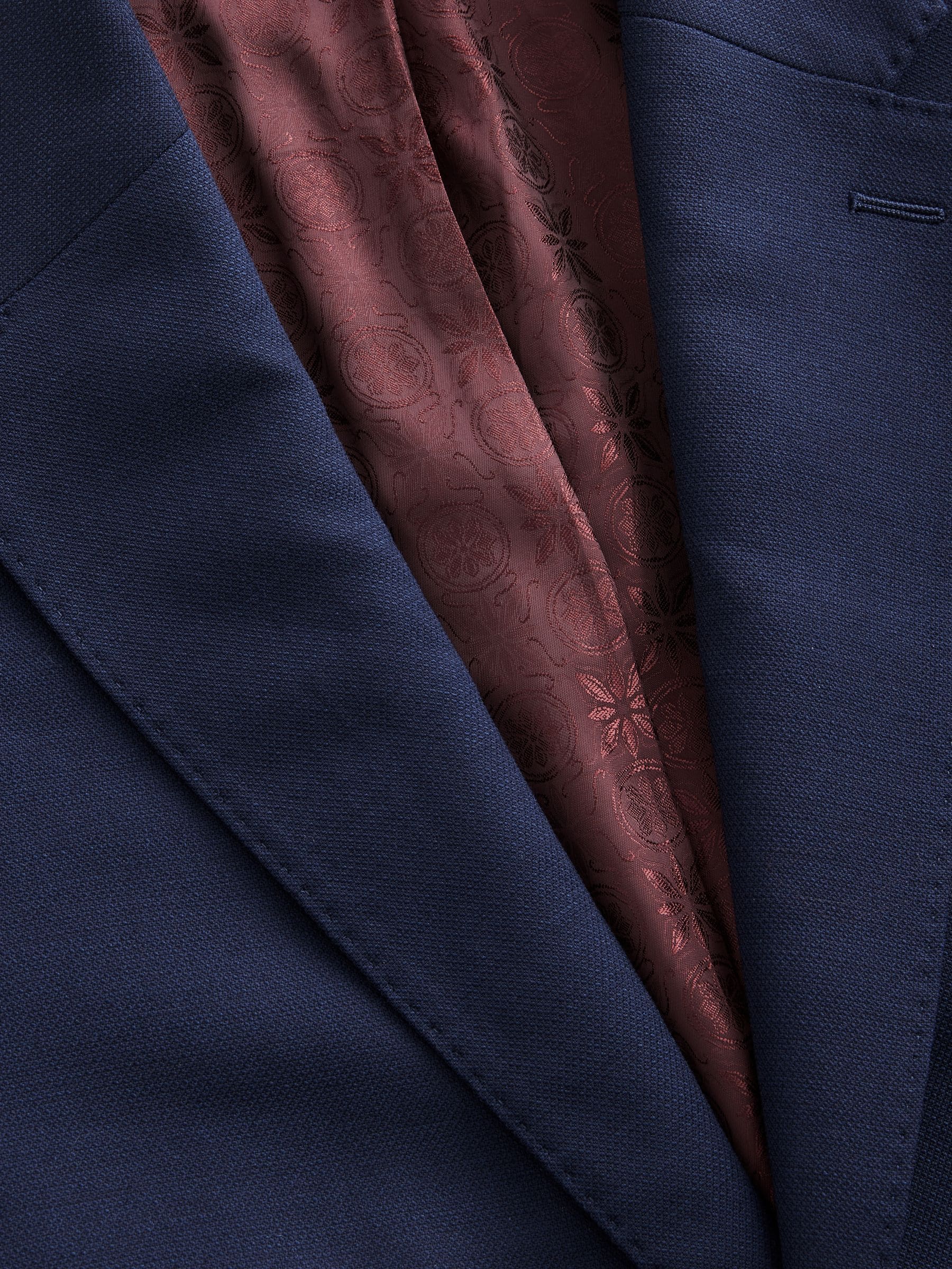 Helderblauw - Signature getextureerd slim-fit kostuumjasje van Italiaanse Tollegno-wol