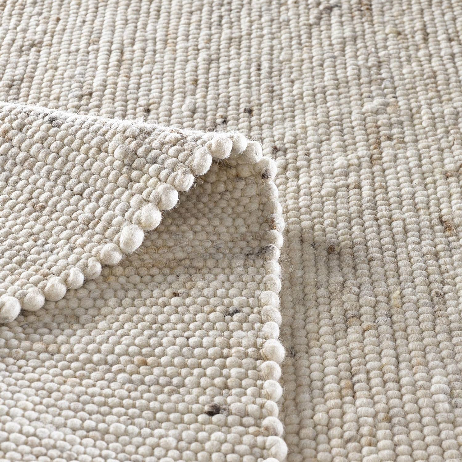 Taracarpet Gewalkter Handwebteppich Helsinki aus hochwertiger Schurwolle hergestellt in der EU fürs Wohnzimmer, Esszimmer, Schlafzimmer und die Küche geeignet 250x290 cm beige