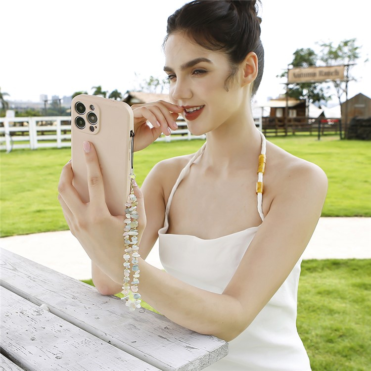 (21cm) Universal Handy Kette Phone Charms Schmuck Anhänger Handgelenkschlaufe - Hellviolette Kristalle