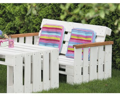Pallet tuinbank, sparrenhout, 2-zits, crème