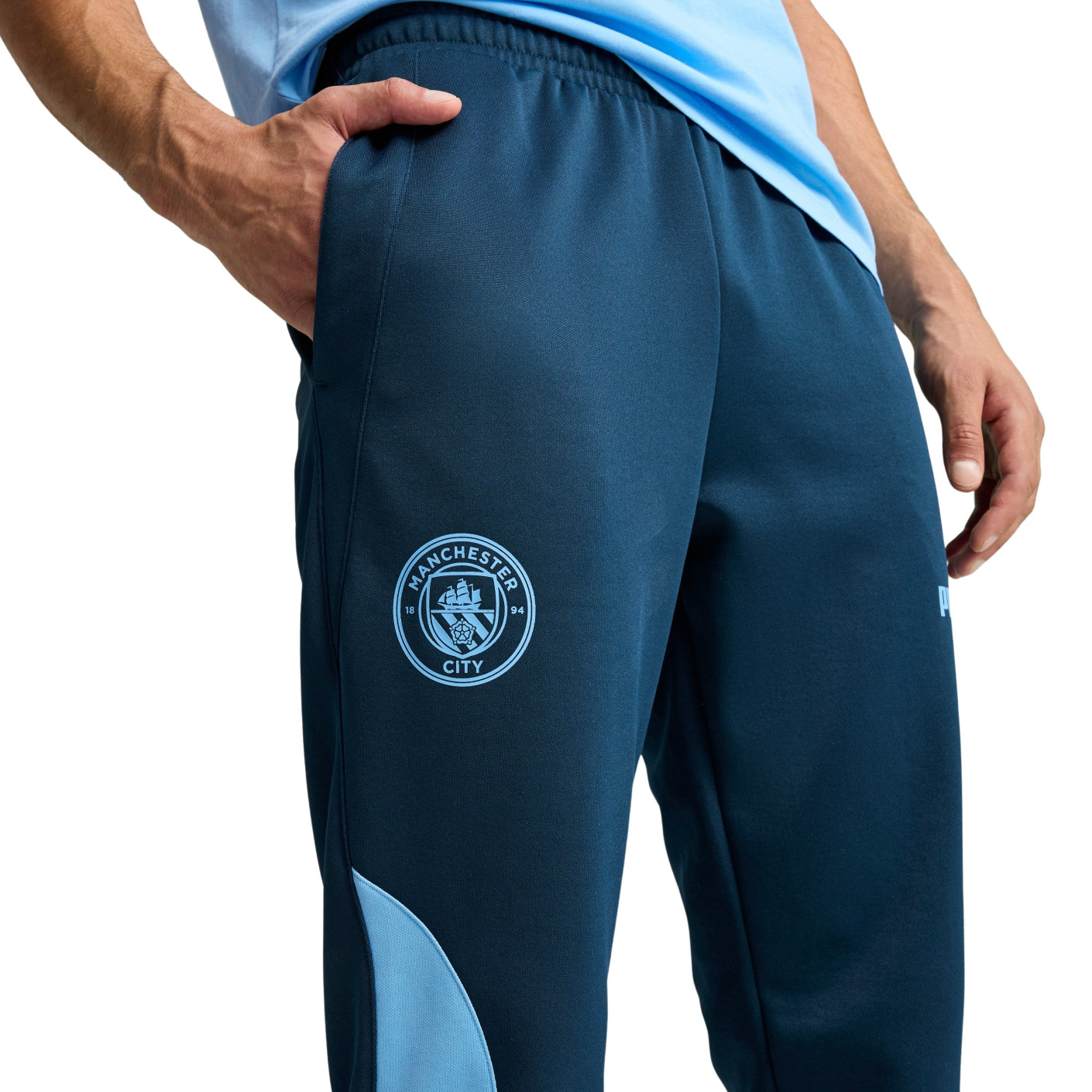 PUMA Manchester City ftblNRGY+ Joggingpak Full-Zip 2024-2025 Donkerblauw Lichtblauw