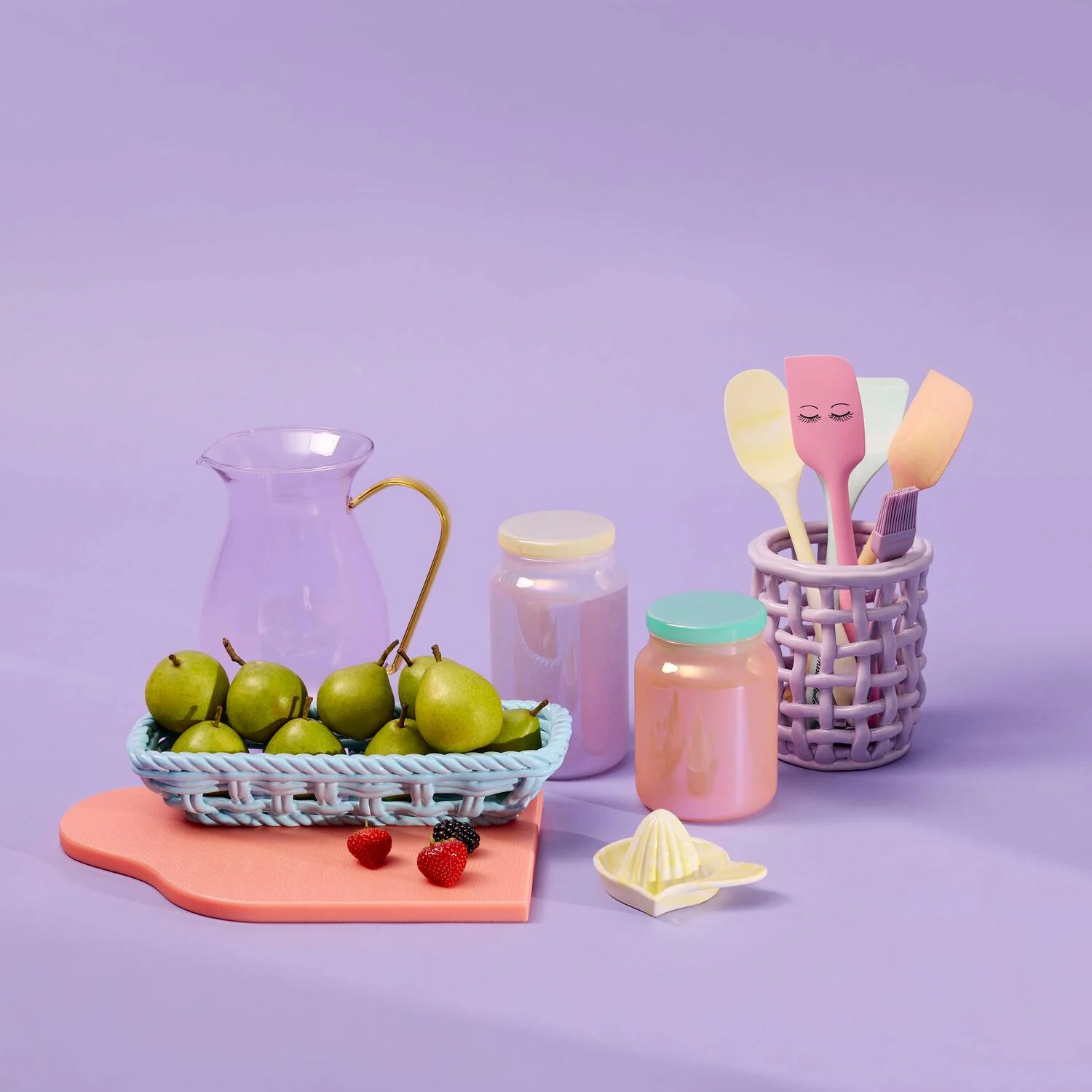 Miss Étoile  Citronpresser i marmor look - gul/hvid