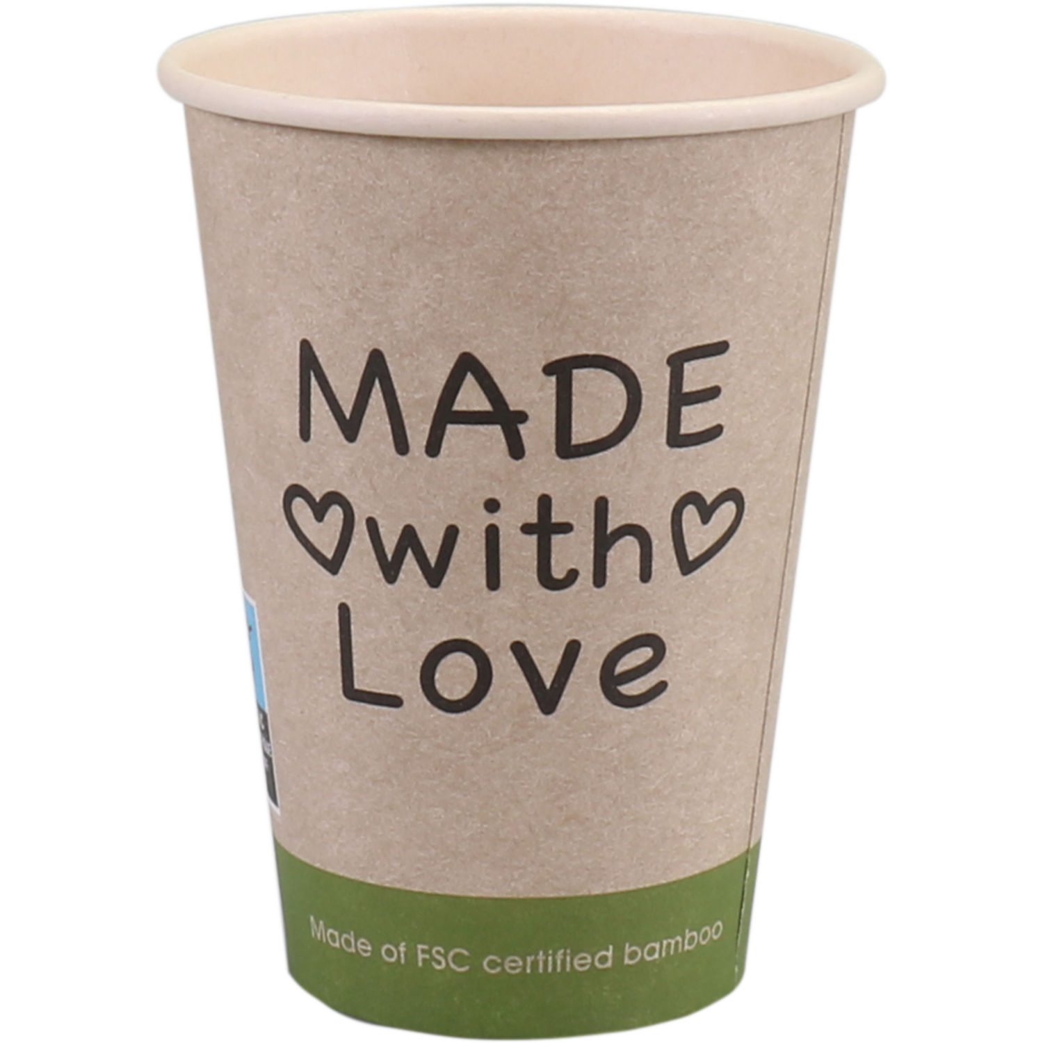 Beker, Made with Love, Bamboepapier + PE, 180ml, 7.5oz, 93mm,