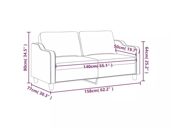 Canapé à 2 places Crème 140 cm Tissu
