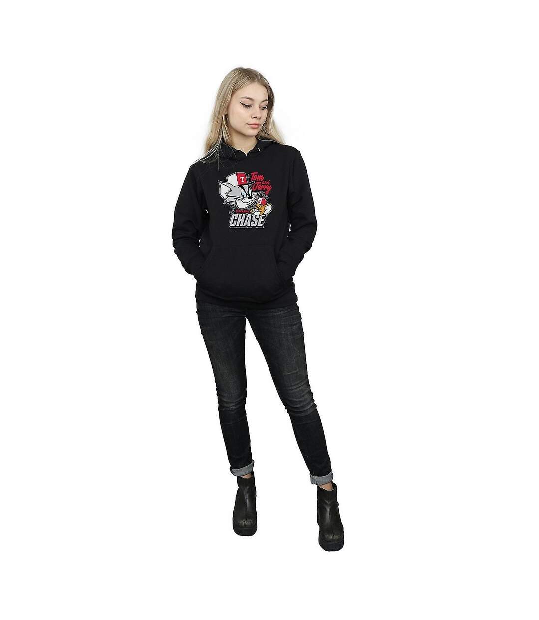Tom and Jerry - Sweat à capuche CAT & MOUSE CHASE - Femme (Noir) - UTBI2076