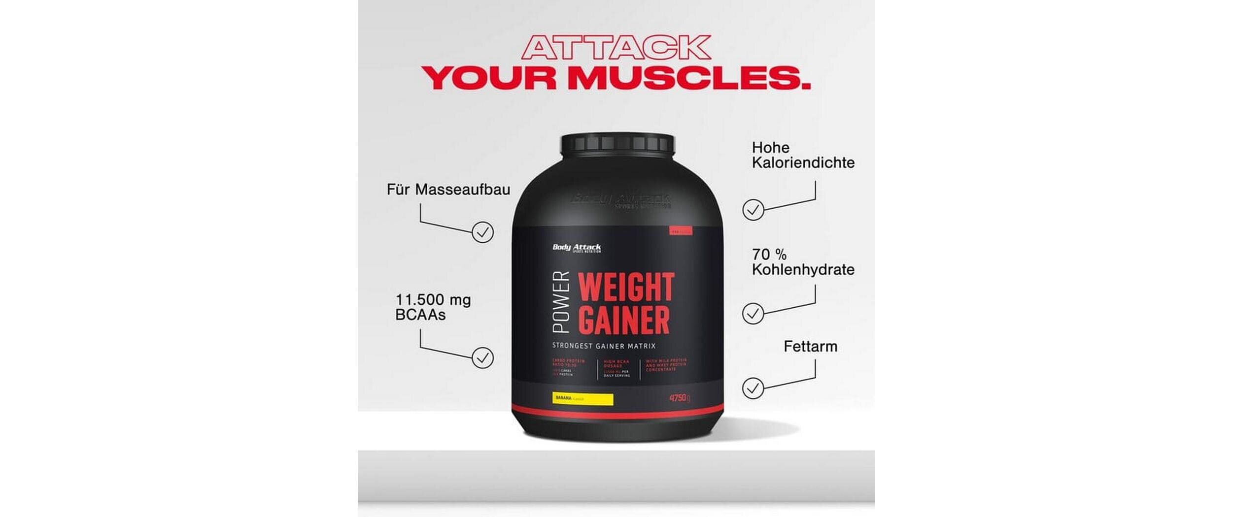 Pulver Power Weight Gainer Vanille 1500 gHochwertiger Kräftigungsmix für effektives Muskelaufbautraining