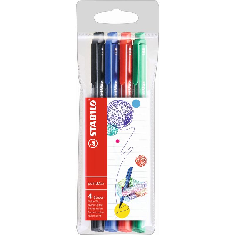 Stabilo Faserschreiber pointMax, 4er Etui, assortiert