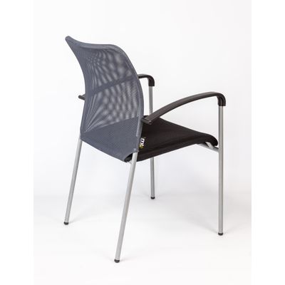 Chaise JULIA - avec accoudoirs - assise noire et dossier gris