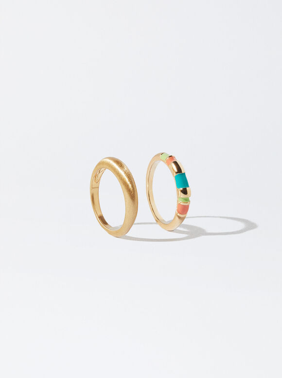 Conjunto de Anéis com Resina - Multicor
