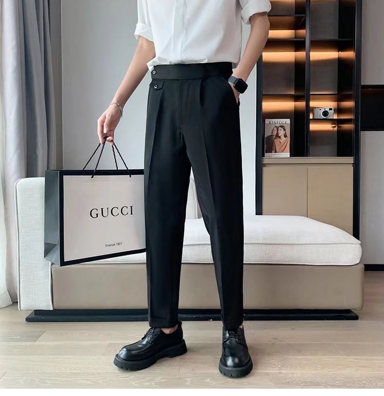 Cowpow - Mid Rise Plain Straight Leg Dress Pants