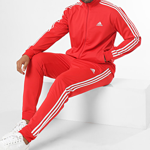 Ensemble De Survetement A Bandes 3 Stripes IJ6056 Rouge