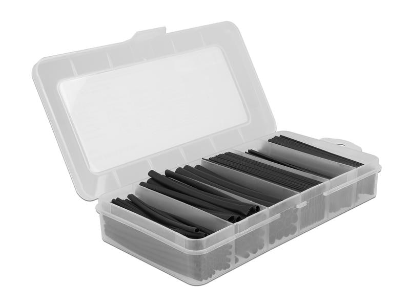 Delock Schrumpfschlauch 196-teilig Sortimentsbox, Schwarz Delock Schrumpfschlauch Sortimentsbox, Schrumpfungsrate 2:1, schwarz 196-teilig