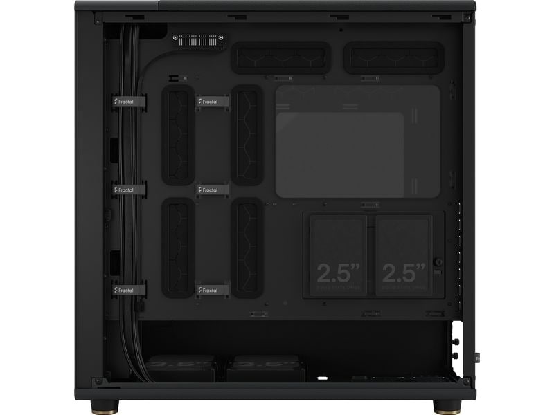 Fractal Design PC-Gehäuse North XL TG Schwarz Elegantes Gehäuse mit Seitenfenster und offener Front aus echtem Walnussholz