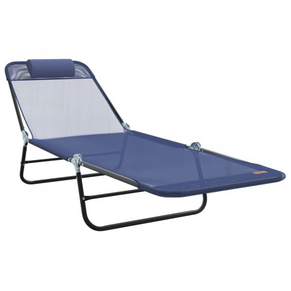 vidaXL Espreguiçadeira Dobravel com Apoio de Cabeça Azul Textilene - 275066712