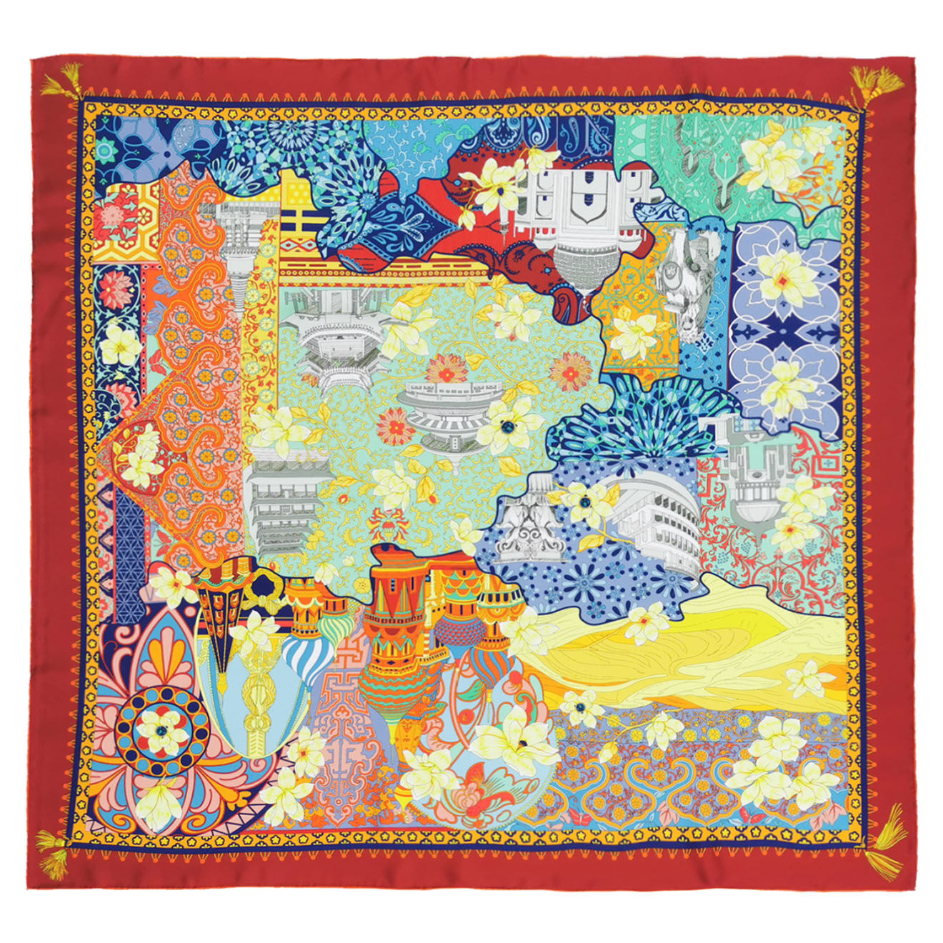United by PDC Carré de Soie Austine multicolore - 25x25 cm