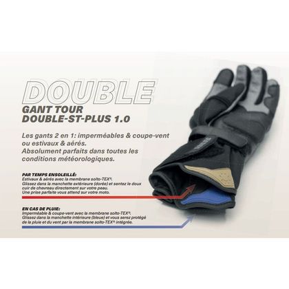 Gants IXS TOUR DOUBLE-ST-PLUS 1.0 - Noir
