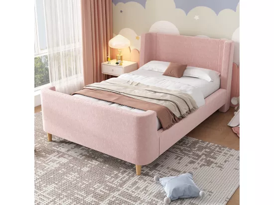 Lit d'enfant Lit rembourré,lit simple lit traîneau, 90 x 200 cm, Pour garçons & filles, Rose,Sans matelas