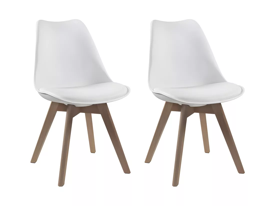 Lot de 2 chaises JODY - Polypropylène et Hêtre - Blanc