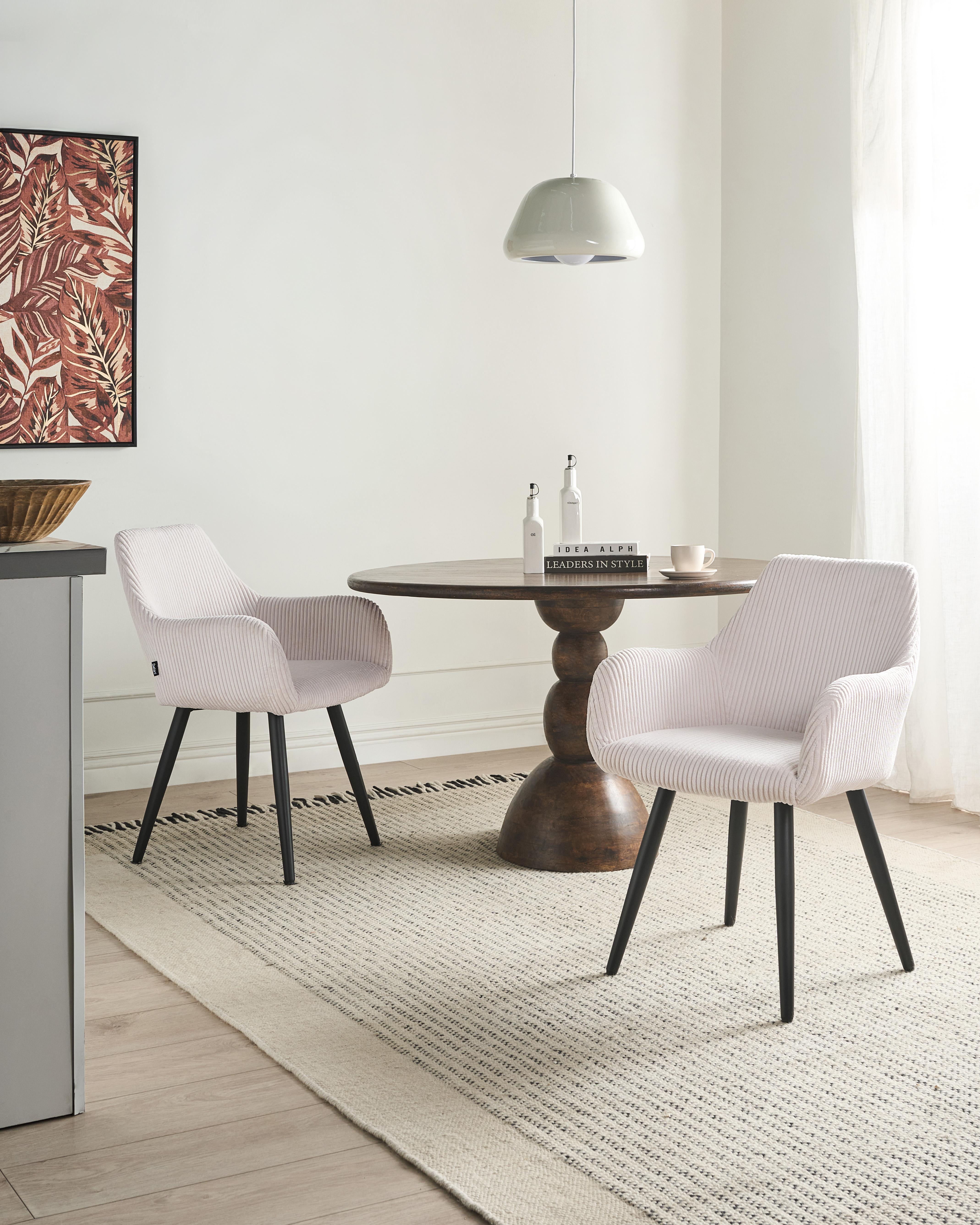Set van 2 eetkamerstoelen MORI Corduroy Lichtbeige