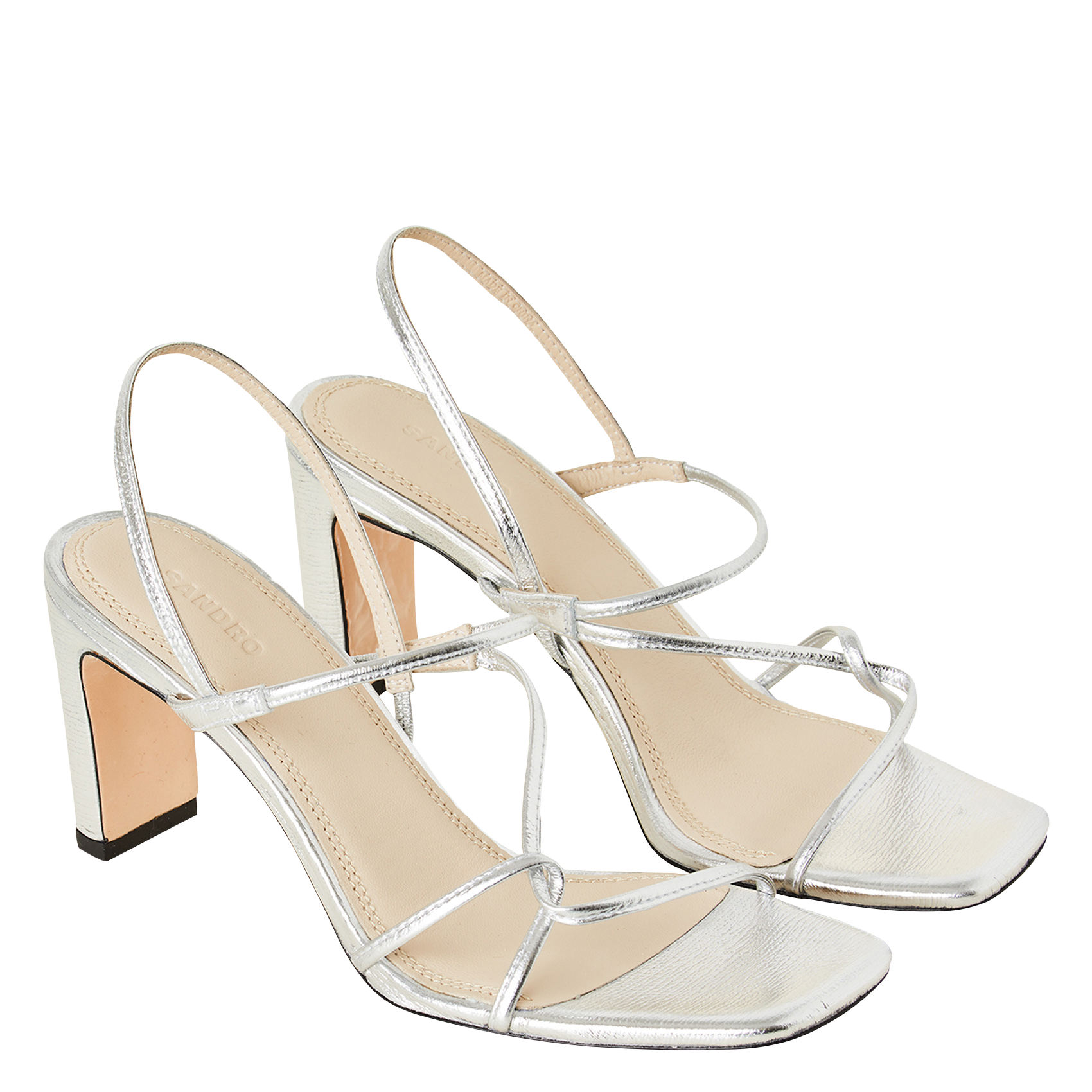 Sandales hautes en cuir métallisé | Argent