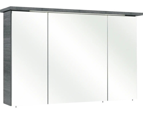 Pelipal Quickset 328 badkamermeubelset (B x H x D 175 x 200 x 39 cm), grafiet getextureerde fronten (horizontaal patroon), met witte glazen wastafel, hoge kast, onderkast en bovenkast (328.120009)