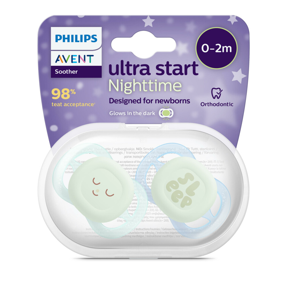 Philips Avent Fopspeen Ultra Air Nighttime 0-2 mnd Glow in the Dark2 stuks