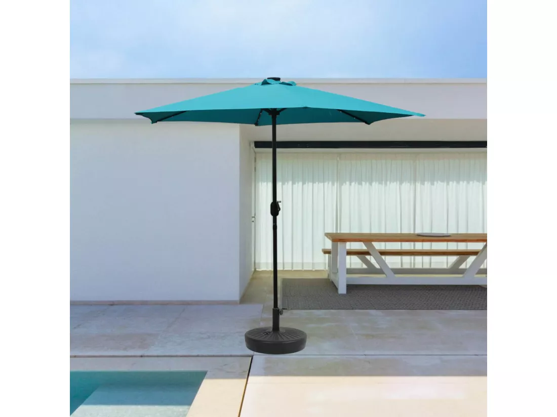 Parasol droit rond led diamètre 2,66 m bleu AMALFI