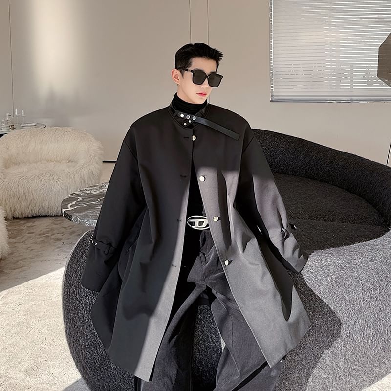Freehop - Effen lange enkelrijs trenchcoat