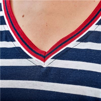Chemise de nuit maille rayures marines - BECQUET CRÉATION