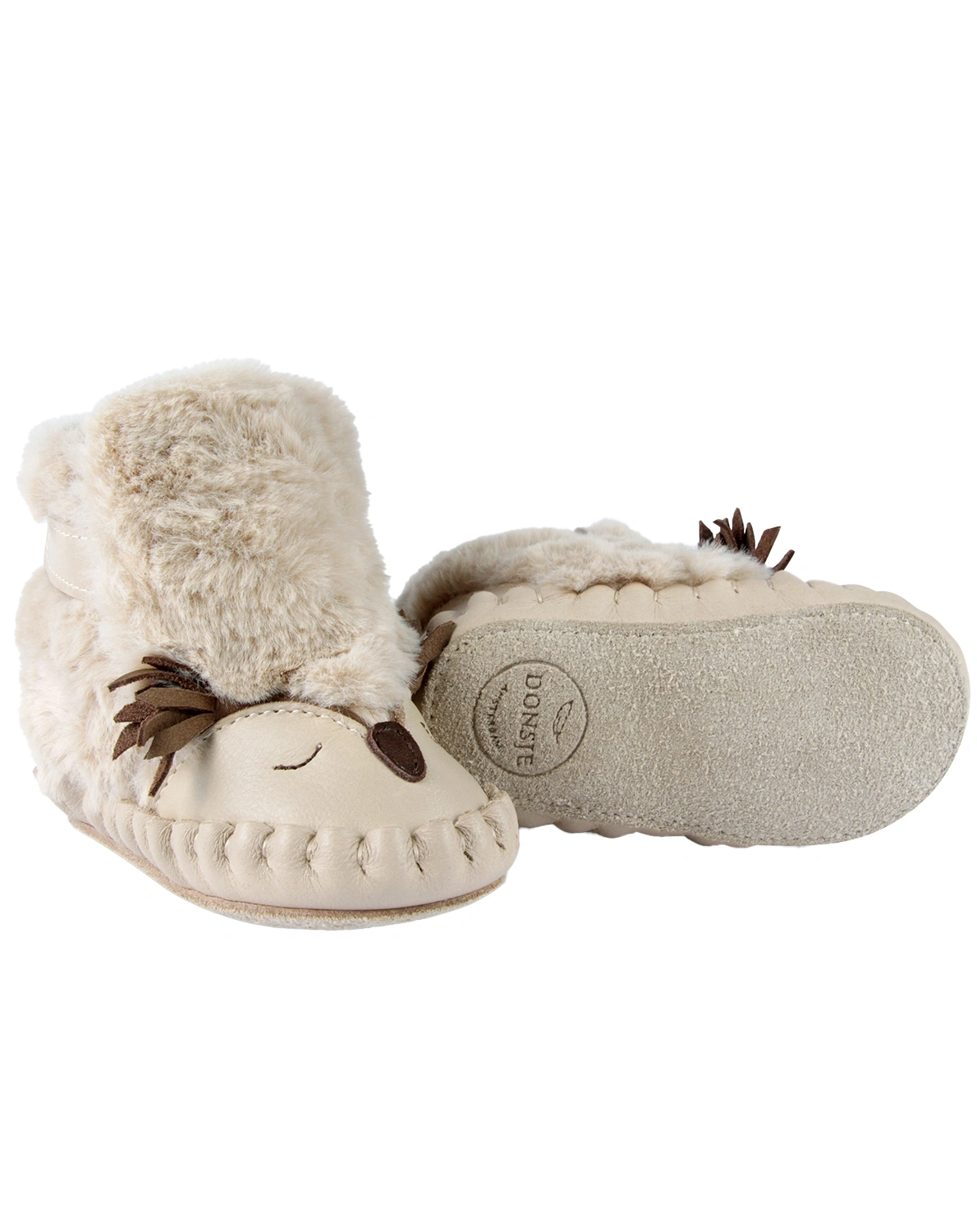 Krabbelschuhe KAPI EXCLUSIVE - OWL gefüttert in light beige