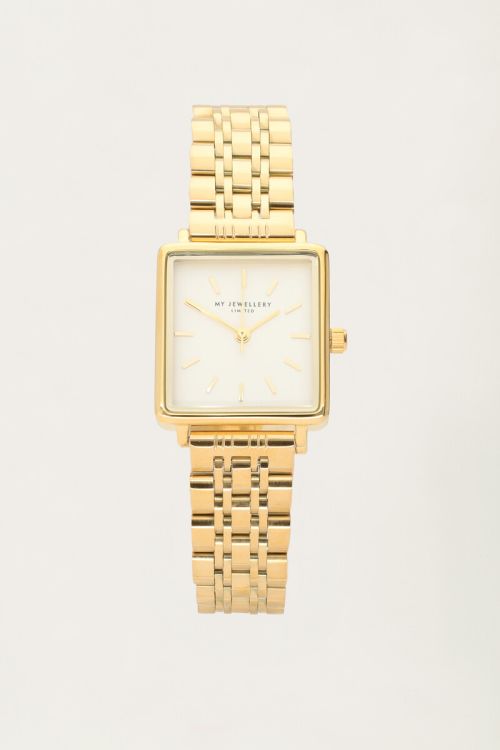 Vierkant horloge met witte wijzerplaat
