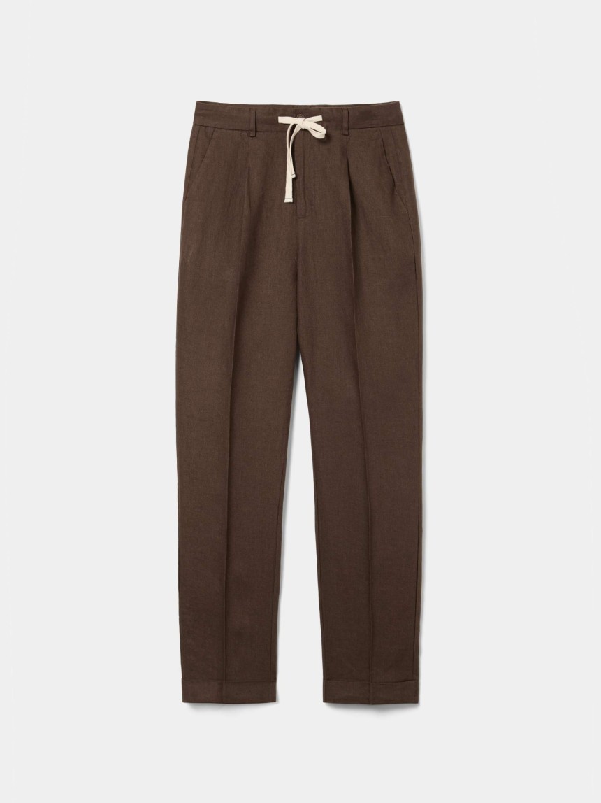 Calças chino regular fit em linho
