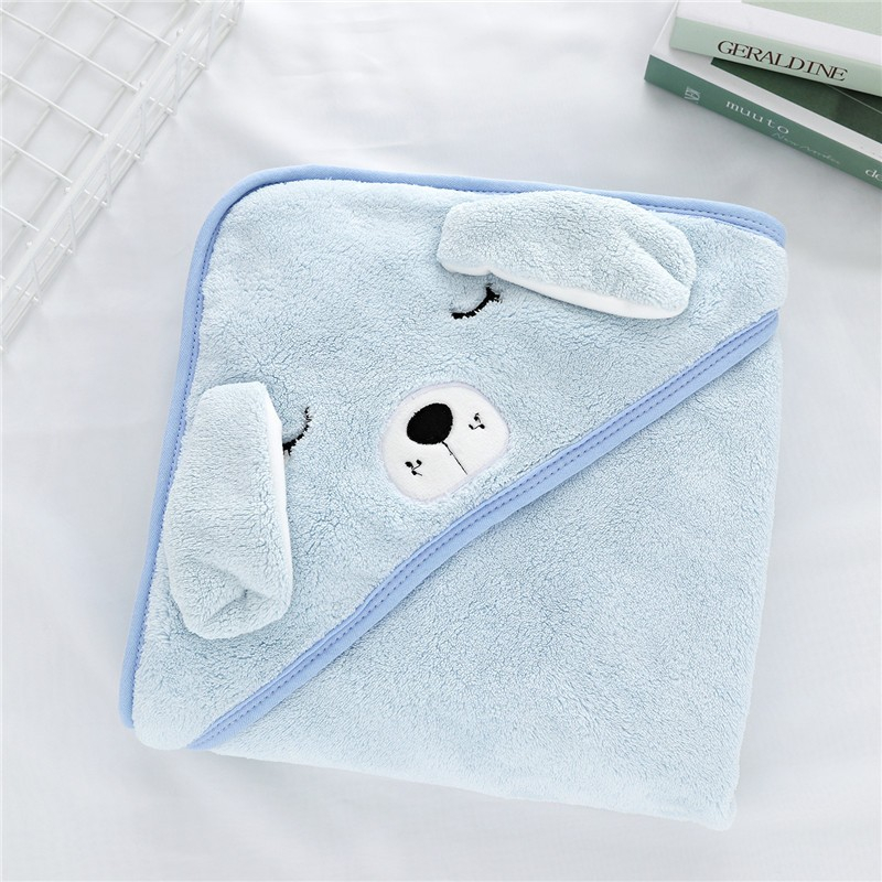 (2er Set) 80x80cm Baby Badehandtuch mit Kapuze - Grau / Blau