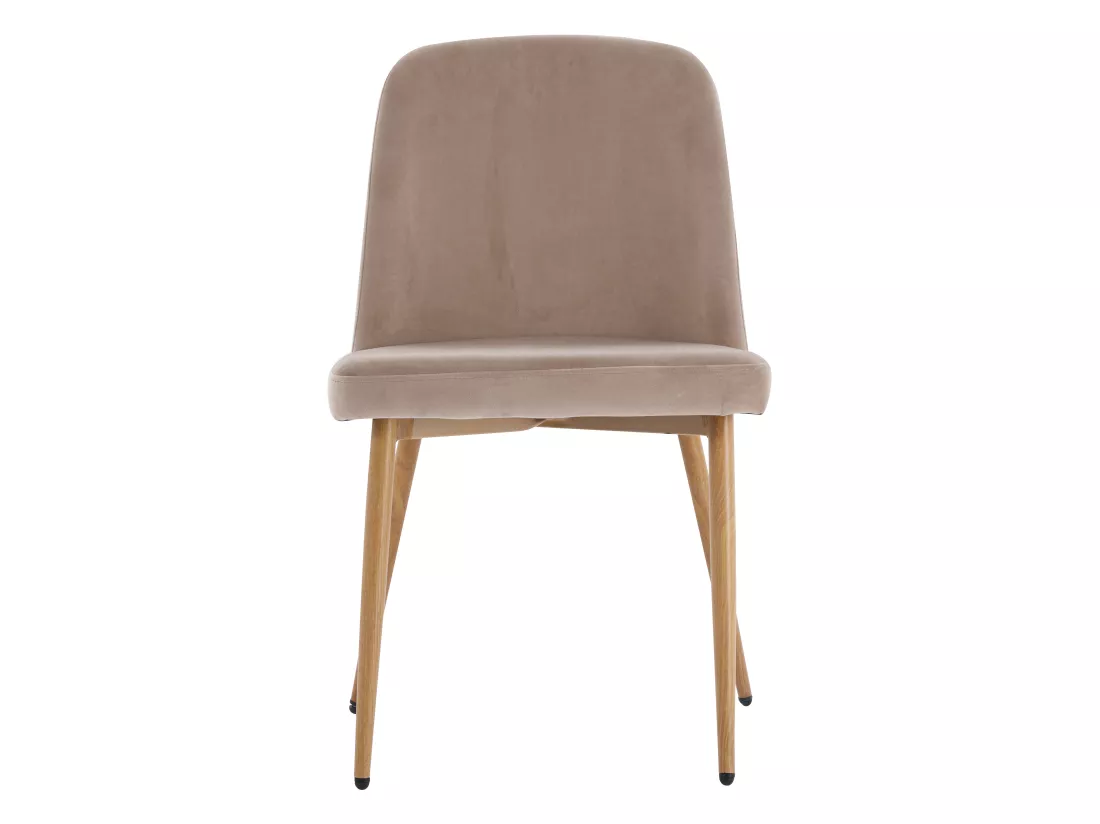 Lot de 2 chaises en velours et métal effet bois - Beige - MINAGRI
