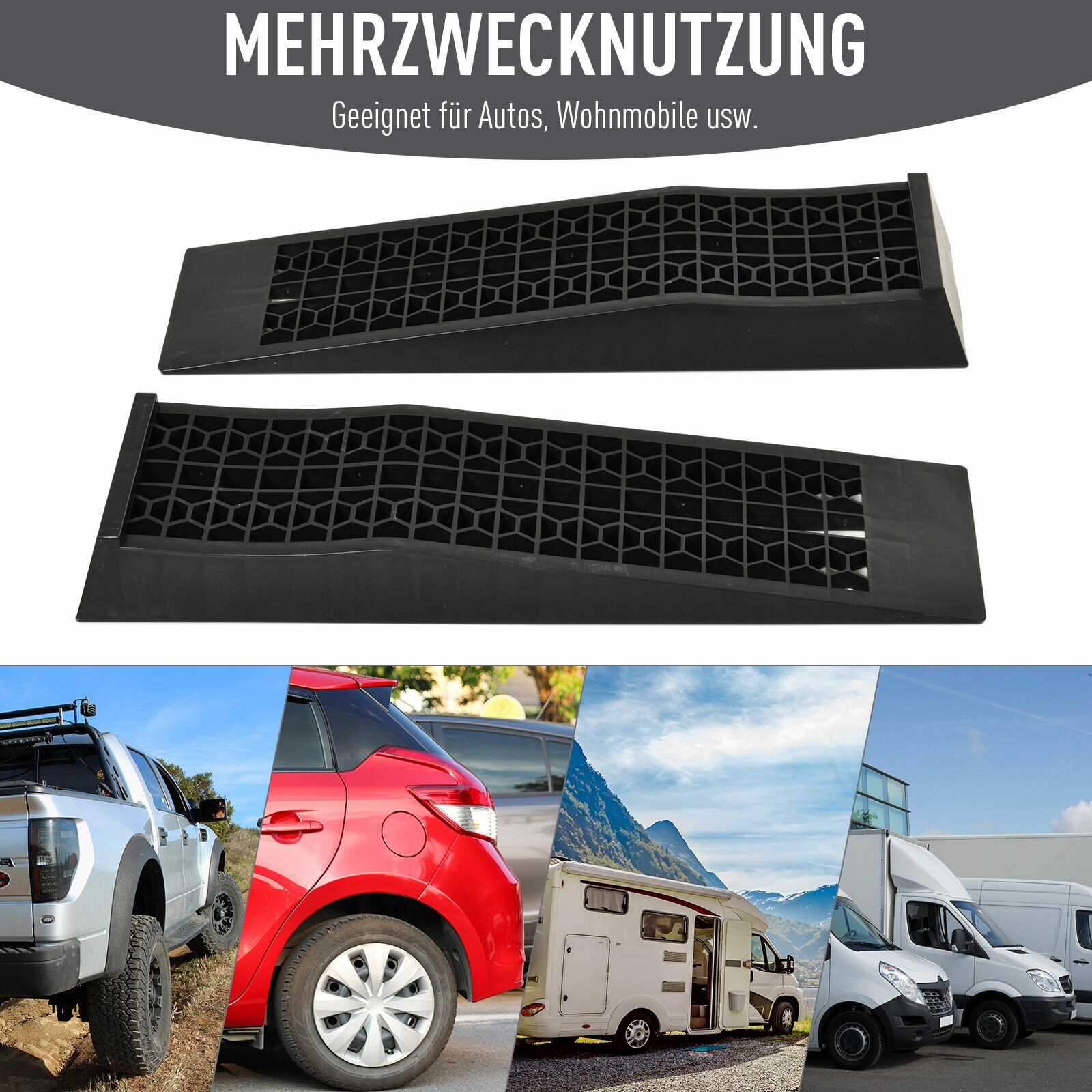 HOMCOM Auffahrrampe rutschfest schwarz 70 x 20 x 8 cm (LxBxH)