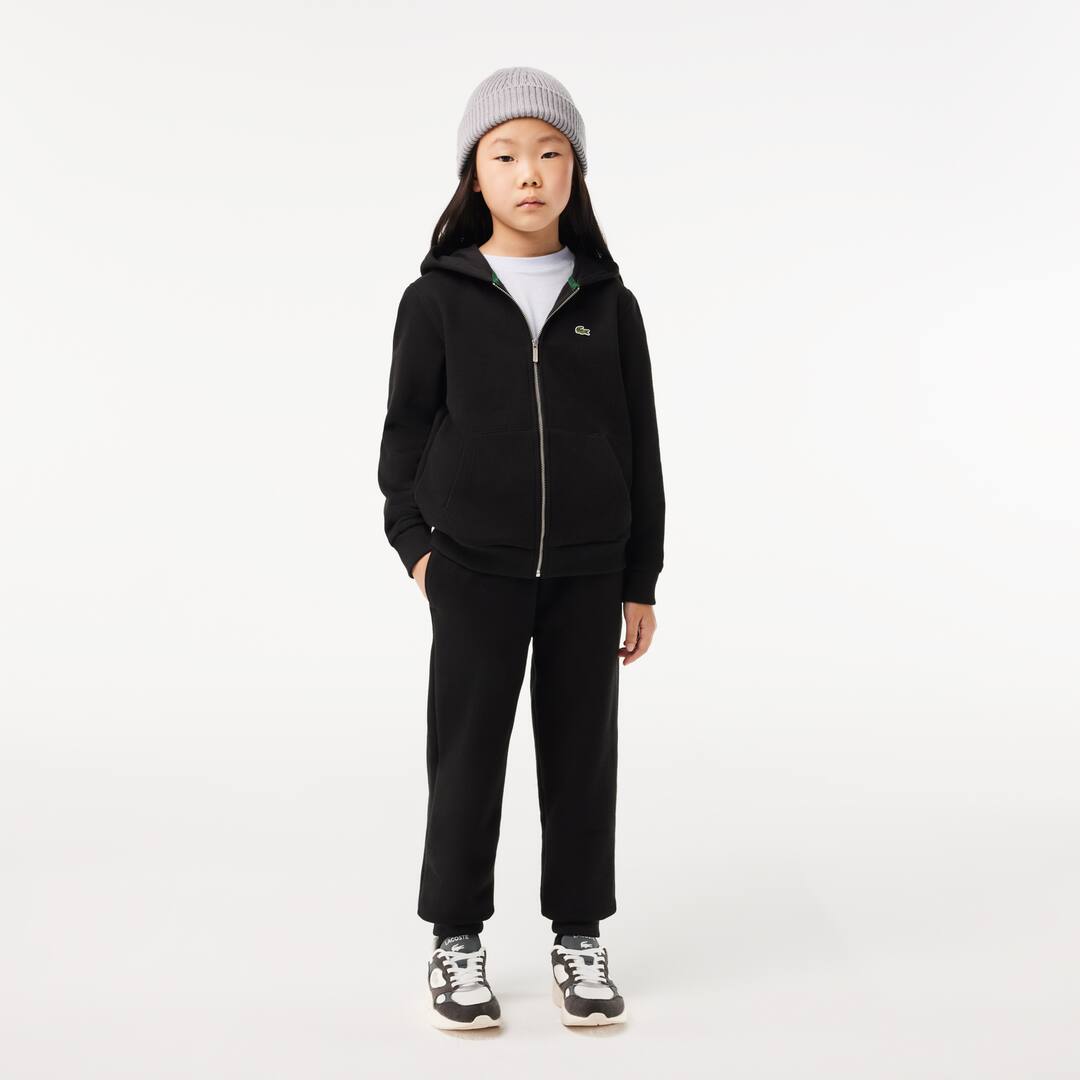 Sweatshirt zippé à capuche enfant Lacoste avec poche kangourou Pullovers & Sweatshirts - Noir - Lacoste - Enfant