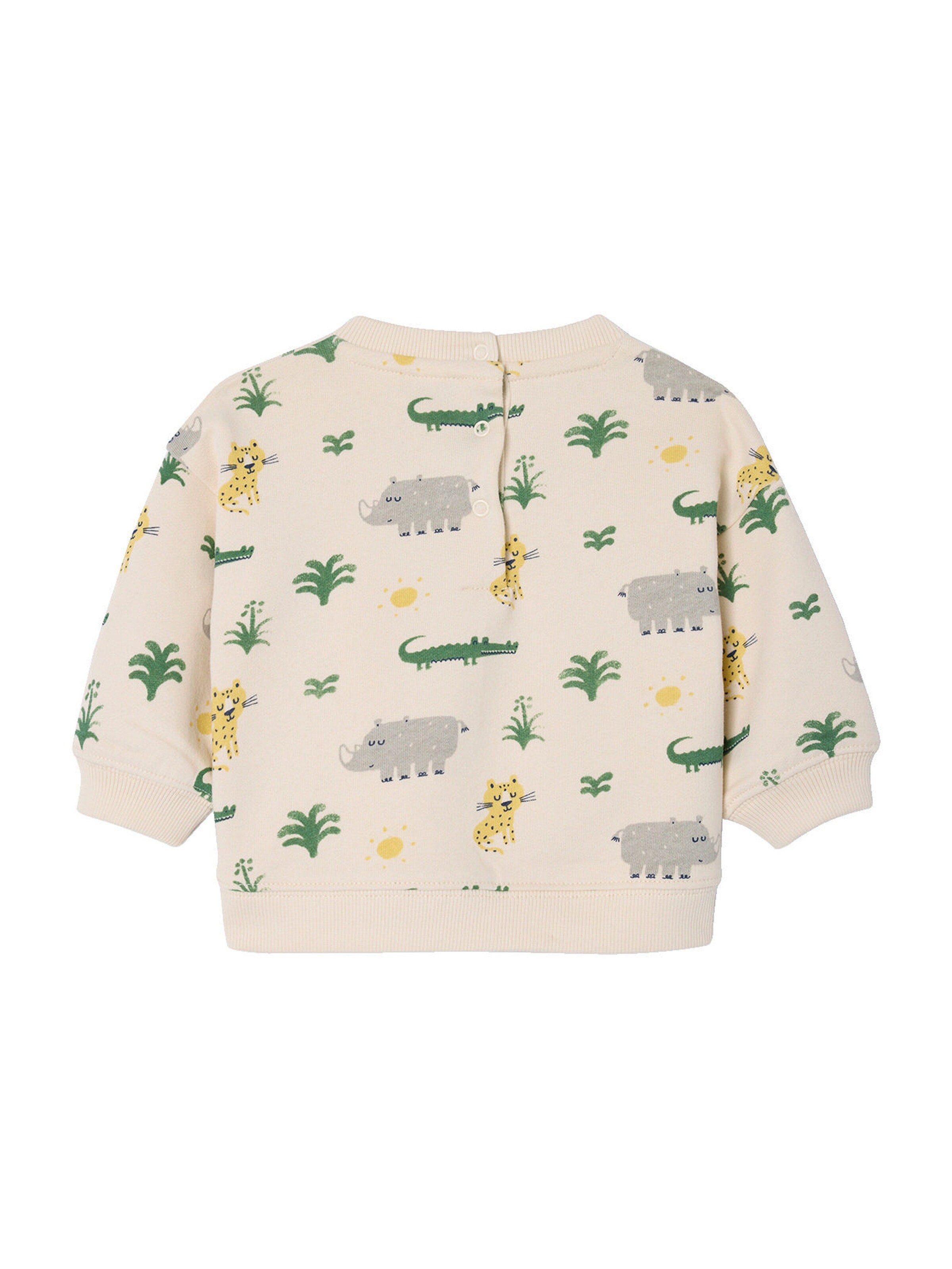 Vertbaudet Baby Sweatshirt mit Dschungeltieren und Recycling-Polyester vanille