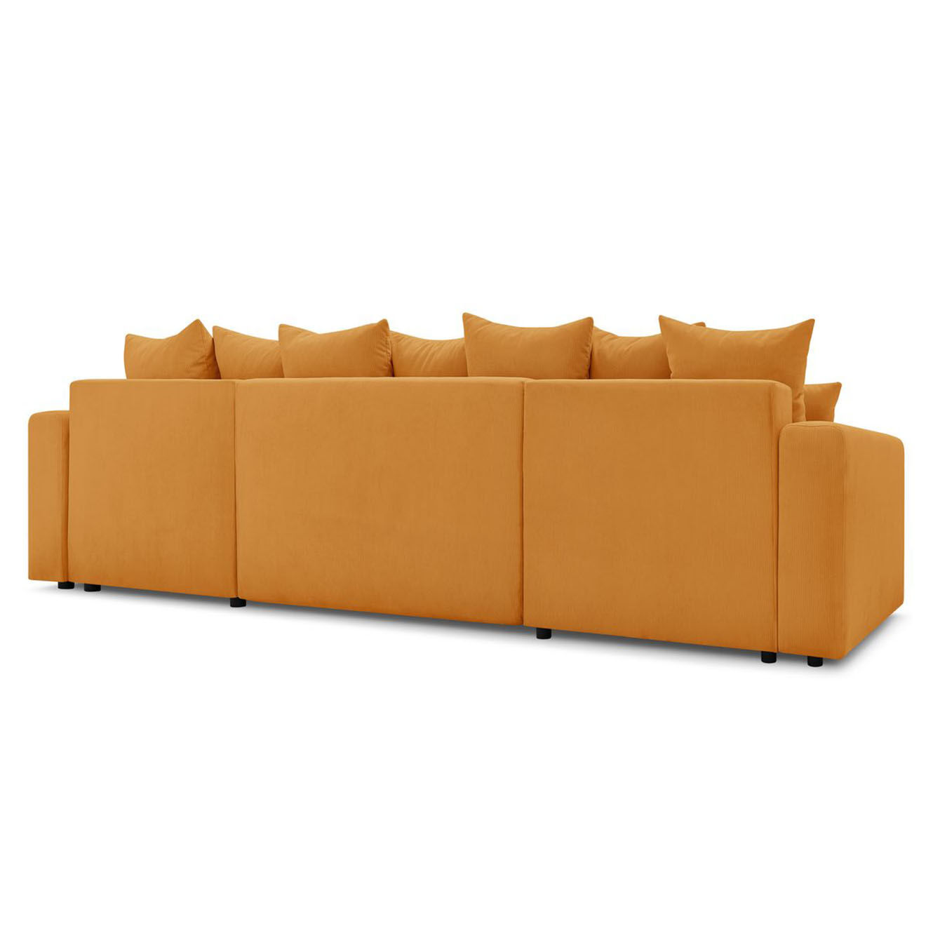 Bobochic Canapé panoramique convertible coffre velours côtelé envy jaune - 386x153x95 cm