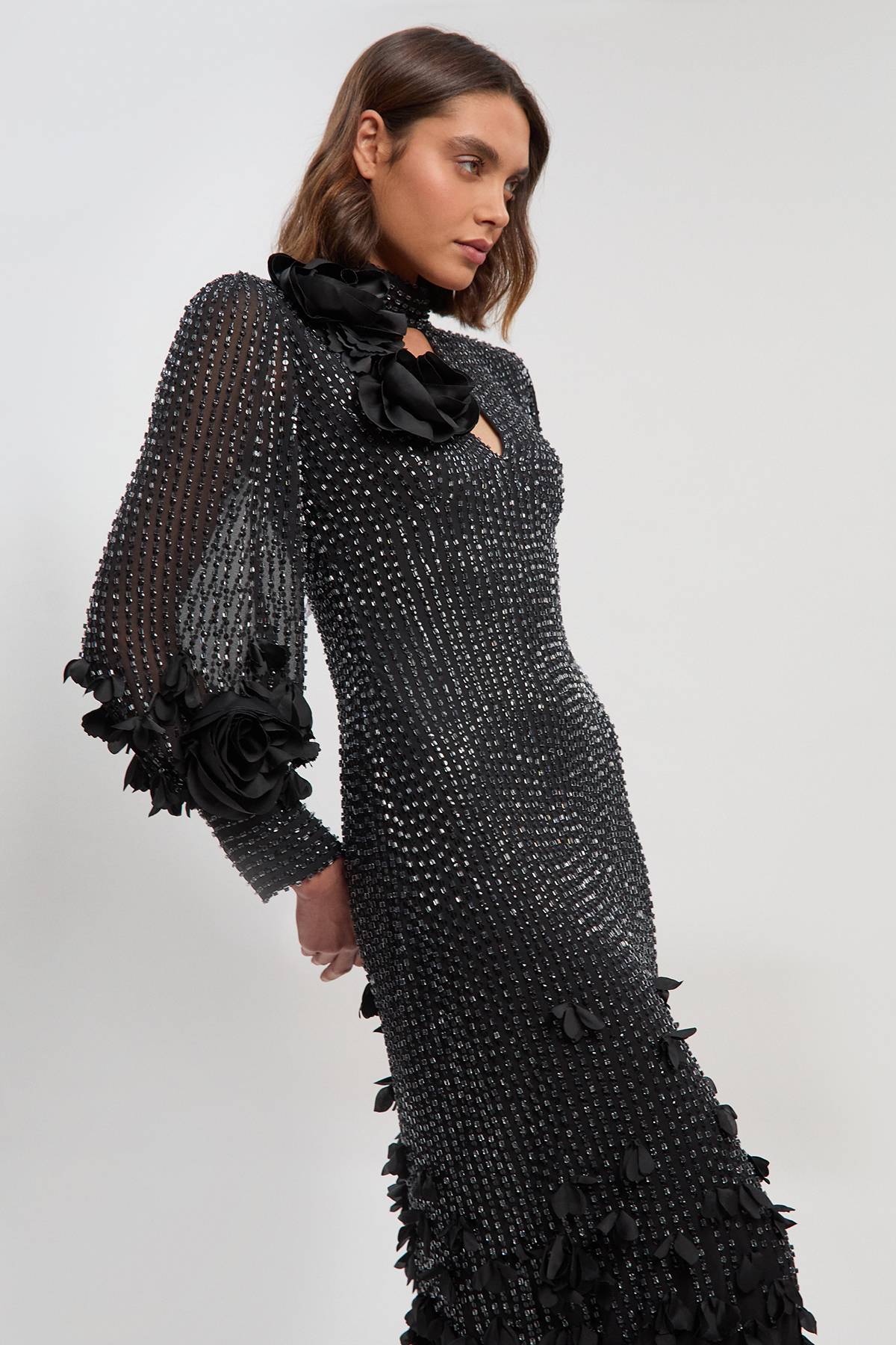 KarenMillen Robe maxi tissée ornée d'appliqués en cristal