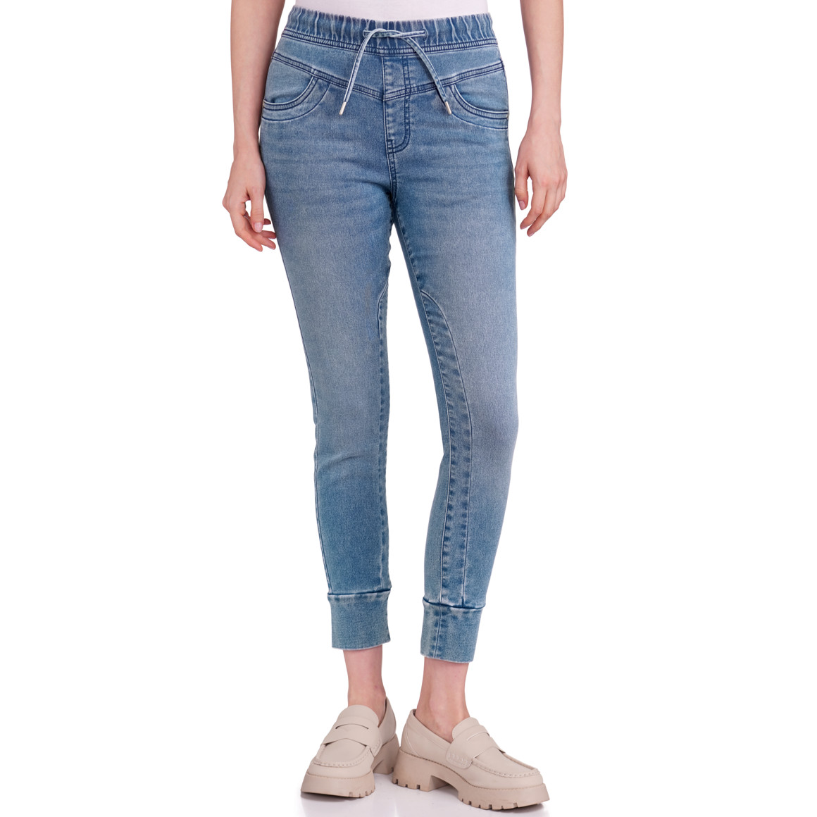 Gina Damen Jeggings mit Elastikbund hellblau